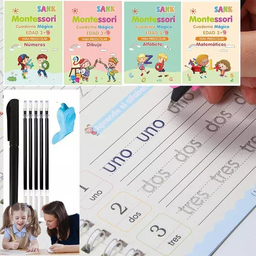 PROMOCIÓN 4 x 1 LLEVA 4 LIBROS DIDACTICOS REUTILIZABLE PARA TUS HIJOS, + 10 MINAS DE TINTA MÁGICA