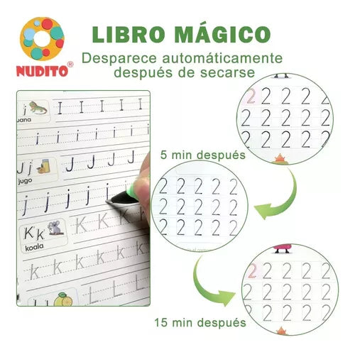 PROMOCIÓN 4 x 1 LLEVA 4 LIBROS DIDACTICOS REUTILIZABLE PARA TUS HIJOS, + 10 MINAS DE TINTA MÁGICA